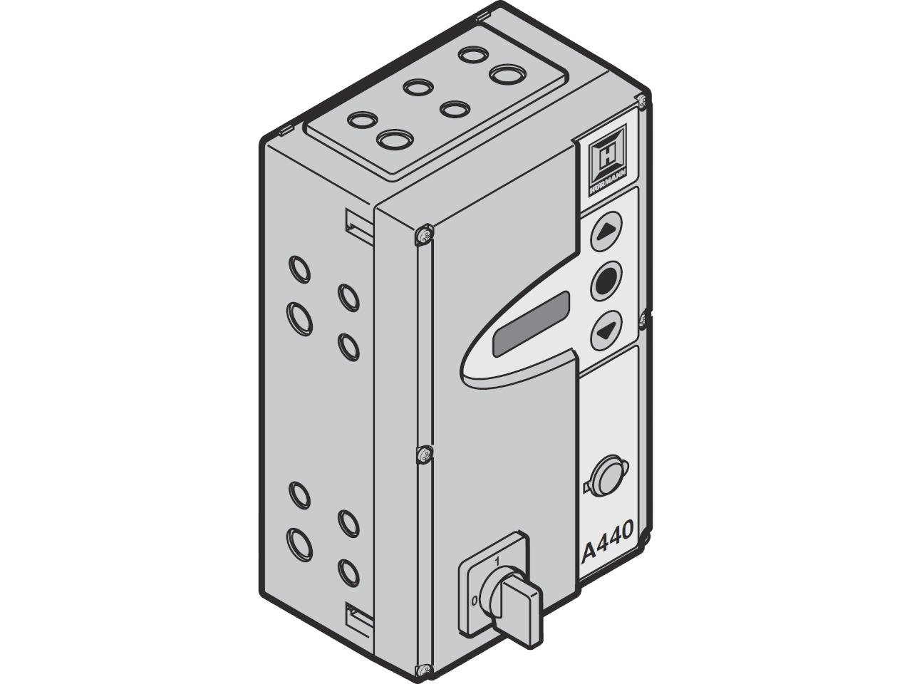 Hormann Cuadro de maniobras B 460 completo en carcasa con interruptor principal y semicilindro perfilado